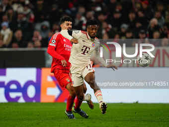 Kingsley Coman of Bayern Munich  controls the ball during the Champions League Round 4 match between Bayern Munich v Benfica at the Allianz...