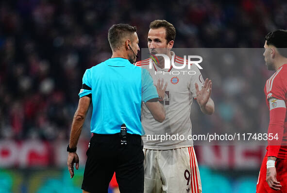 Harry Kane of Bayern Munich  gestures during the Champions League Round 4 match between Bayern Munich v Benfica at the Allianz arena, Munich...