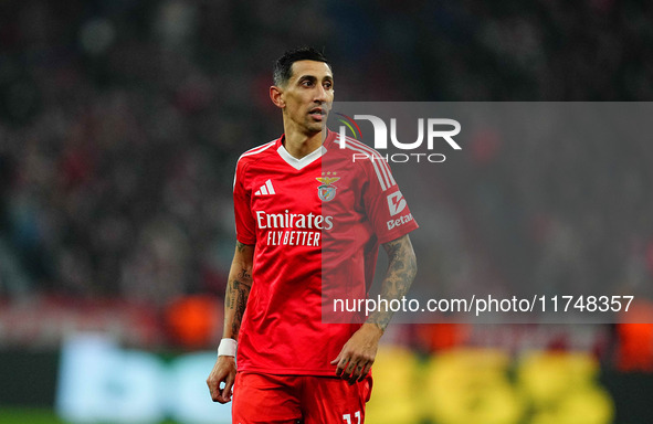 Ángel Di María of Benfica  looks on during the Champions League Round 4 match between Bayern Munich v Benfica at the Allianz arena, Munich,...