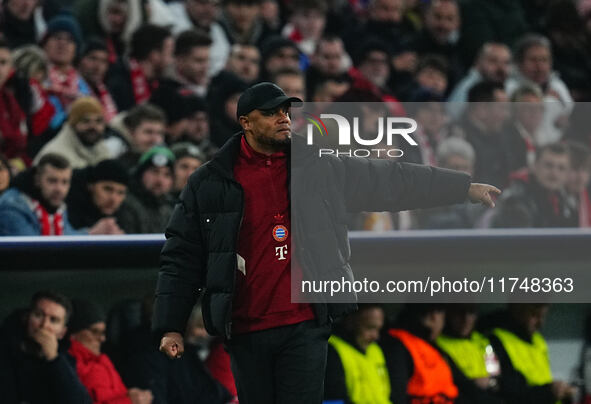 Vincent Kompany of Bayern Munich  gestures during the Champions League Round 4 match between Bayern Munich v Benfica at the Allianz arena, M...