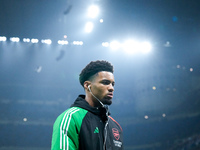 Ethan Nwaneri of Arsenal looks on during the UEFA Champions League 2024/25 League Phase MD4 match between FC Internazionale and Arsenal at S...