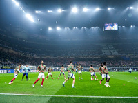 Players of Arsenal durign the warm-up prior the UEFA Champions League 2024/25 League Phase MD4 match between FC Internazionale and Arsenal a...