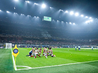 Players of Arsenal durign the warm-up prior the UEFA Champions League 2024/25 League Phase MD4 match between FC Internazionale and Arsenal a...