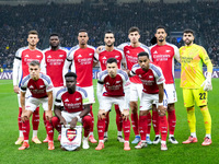 Arsenal line up during the UEFA Champions League 2024/25 League Phase MD4 match between FC Internazionale and Arsenal at Stadio San Siro on...