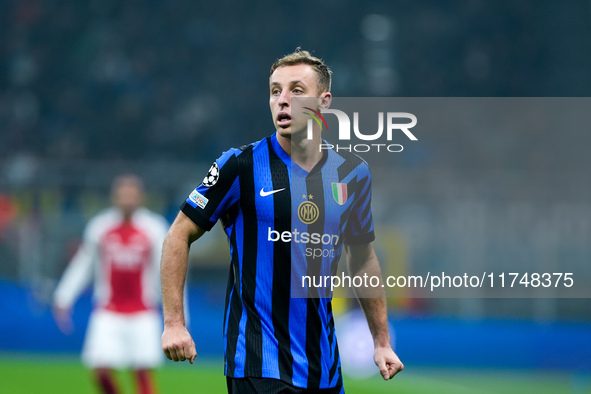 Davide Frattesi of FC Internazionale looks on during the UEFA Champions League 2024/25 League Phase MD4 match between FC Internazionale and...