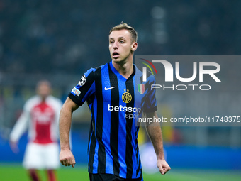 Davide Frattesi of FC Internazionale looks on during the UEFA Champions League 2024/25 League Phase MD4 match between FC Internazionale and...