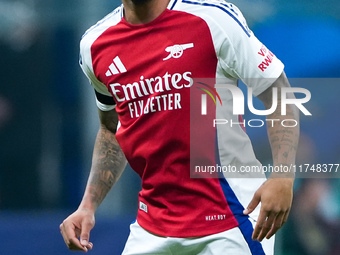 Gabriel Jesus of Arsenal looks on during the UEFA Champions League 2024/25 League Phase MD4 match between FC Internazionale and Arsenal at S...