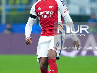 Gabriel of Arsenal during the UEFA Champions League 2024/25 League Phase MD4 match between FC Internazionale and Arsenal at Stadio San Siro...