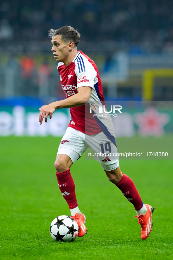 Leandro Trossard of Arsenal during the UEFA Champions League 2024/25 League Phase MD4 match between FC Internazionale and Arsenal at Stadio...