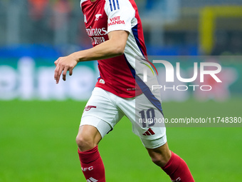 Leandro Trossard of Arsenal during the UEFA Champions League 2024/25 League Phase MD4 match between FC Internazionale and Arsenal at Stadio...