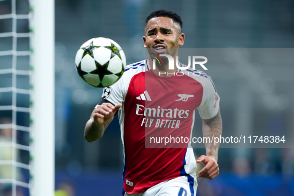 Gabriel Jesus of Arsenal looks dejected during the UEFA Champions League 2024/25 League Phase MD4 match between FC Internazionale and Arsena...