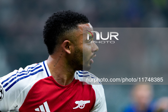 Gabriel Jesus of Arsenal looks on during the UEFA Champions League 2024/25 League Phase MD4 match between FC Internazionale and Arsenal at S...