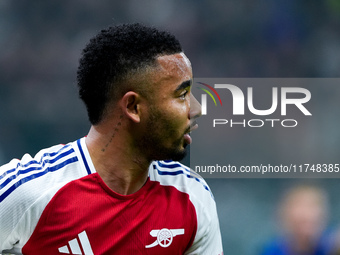 Gabriel Jesus of Arsenal looks on during the UEFA Champions League 2024/25 League Phase MD4 match between FC Internazionale and Arsenal at S...