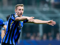 Davide Frattesi of FC Internazionale reacts during the UEFA Champions League 2024/25 League Phase MD4 match between FC Internazionale and Ar...