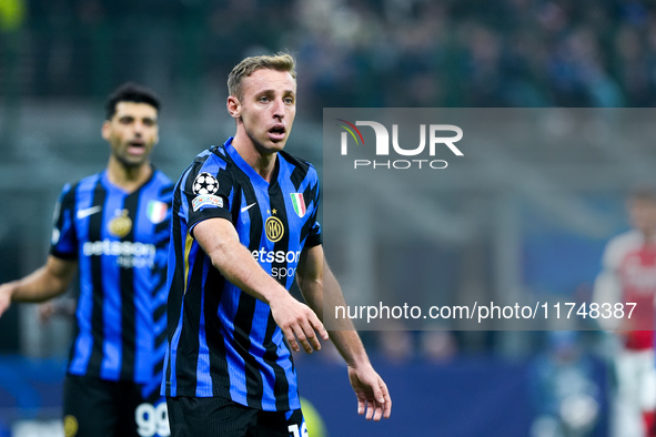 Davide Frattesi of FC Internazionale looks on during the UEFA Champions League 2024/25 League Phase MD4 match between FC Internazionale and...