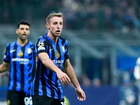 Davide Frattesi of FC Internazionale looks on during the UEFA Champions League 2024/25 League Phase MD4 match between FC Internazionale and...