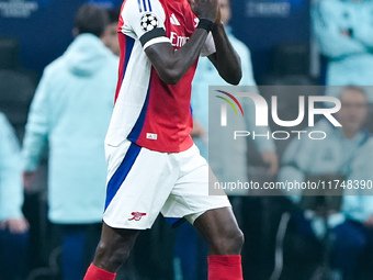 Thomas Partey of Arsenal looks dejected during the UEFA Champions League 2024/25 League Phase MD4 match between FC Internazionale and Arsena...