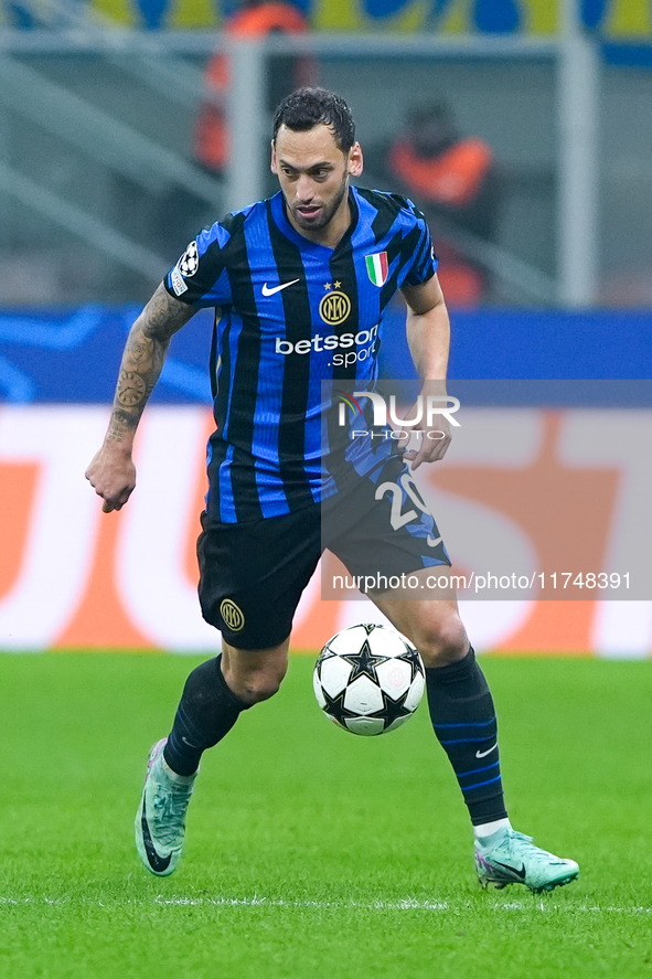 Hakan Calhanoglu of FC Internazionale during the UEFA Champions League 2024/25 League Phase MD4 match between FC Internazionale and Arsenal...