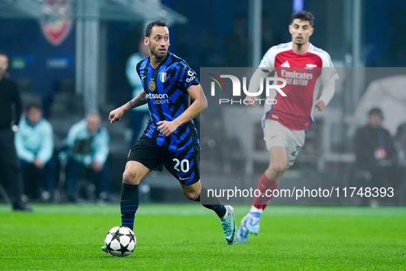 Hakan Calhanoglu of FC Internazionale during the UEFA Champions League 2024/25 League Phase MD4 match between FC Internazionale and Arsenal...