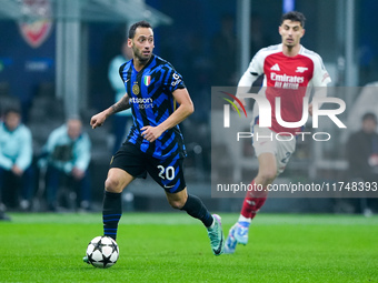 Hakan Calhanoglu of FC Internazionale during the UEFA Champions League 2024/25 League Phase MD4 match between FC Internazionale and Arsenal...