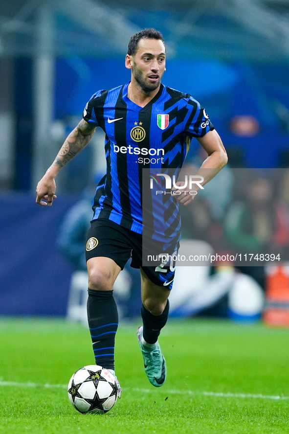 Hakan Calhanoglu of FC Internazionale during the UEFA Champions League 2024/25 League Phase MD4 match between FC Internazionale and Arsenal...