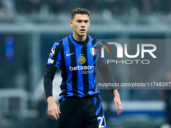 Kristjan Asllani of FC Internazionale during the UEFA Champions League 2024/25 League Phase MD4 match between FC Internazionale and Arsenal...