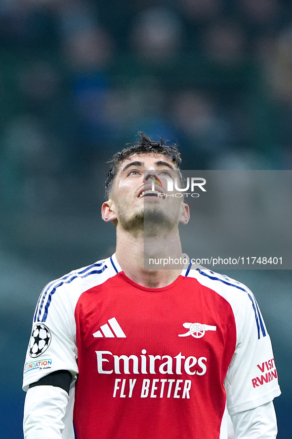 Kai Havertz of Arsenal looks dejected during the UEFA Champions League 2024/25 League Phase MD4 match between FC Internazionale and Arsenal...