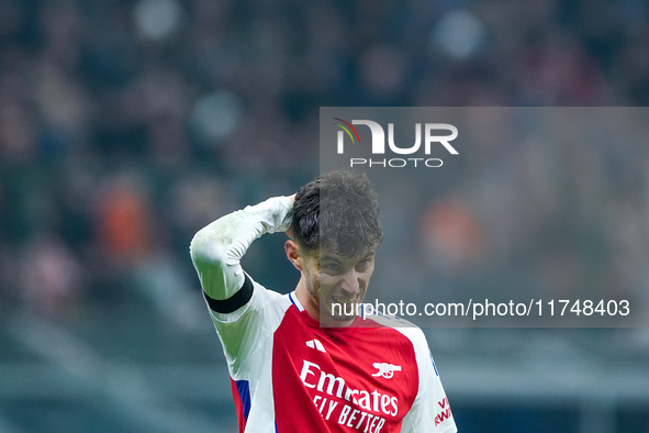 Kai Havertz of Arsenal looks dejected during the UEFA Champions League 2024/25 League Phase MD4 match between FC Internazionale and Arsenal...