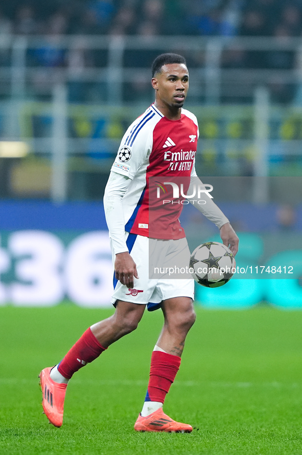 Gabriel of Arsenal during the UEFA Champions League 2024/25 League Phase MD4 match between FC Internazionale and Arsenal at Stadio San Siro...