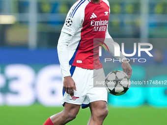 Gabriel of Arsenal during the UEFA Champions League 2024/25 League Phase MD4 match between FC Internazionale and Arsenal at Stadio San Siro...