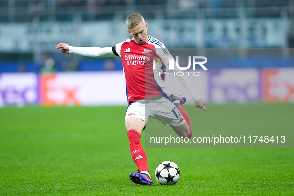 Oleksandr Zinchenko of Arsenal during the UEFA Champions League 2024/25 League Phase MD4 match between FC Internazionale and Arsenal at Stad...