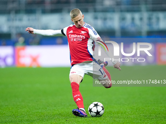 Oleksandr Zinchenko of Arsenal during the UEFA Champions League 2024/25 League Phase MD4 match between FC Internazionale and Arsenal at Stad...