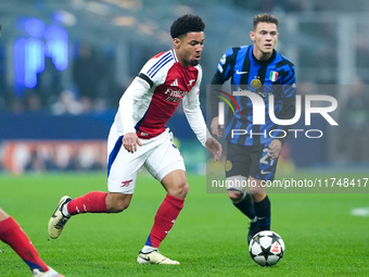 Ethan Nwaneri of Arsenal during the UEFA Champions League 2024/25 League Phase MD4 match between FC Internazionale and Arsenal at Stadio San...