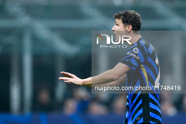 Benjamin Pavard of FC Internazionale reacts during the UEFA Champions League 2024/25 League Phase MD4 match between FC Internazionale and Ar...