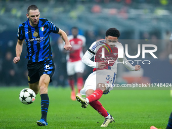 Ethan Nwaneri of Arsenal during the UEFA Champions League 2024/25 League Phase MD4 match between FC Internazionale and Arsenal at Stadio San...