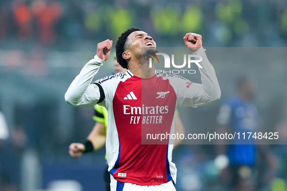 Ethan Nwaneri of Arsenal looks dejected during the UEFA Champions League 2024/25 League Phase MD4 match between FC Internazionale and Arsena...