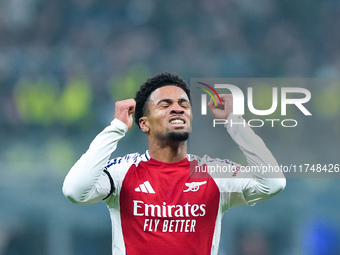 Ethan Nwaneri of Arsenal looks dejected during the UEFA Champions League 2024/25 League Phase MD4 match between FC Internazionale and Arsena...