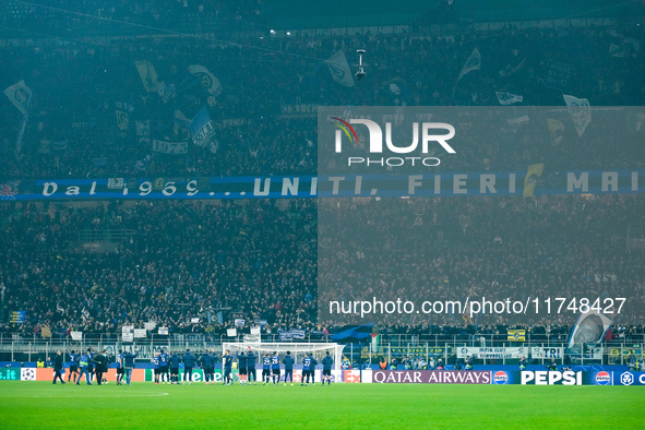 Players of FC Internazionale celebrate the victory during the UEFA Champions League 2024/25 League Phase MD4 match between FC Internazionale...