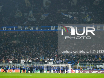 Players of FC Internazionale celebrate the victory during the UEFA Champions League 2024/25 League Phase MD4 match between FC Internazionale...