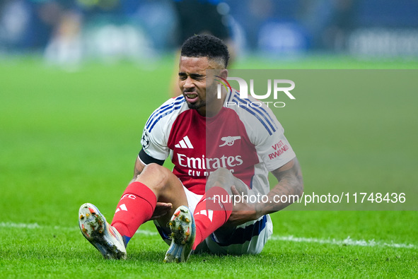 Gabriel Jesus of Arsenal looks dejected at the end of the UEFA Champions League 2024/25 League Phase MD4 match between FC Internazionale and...