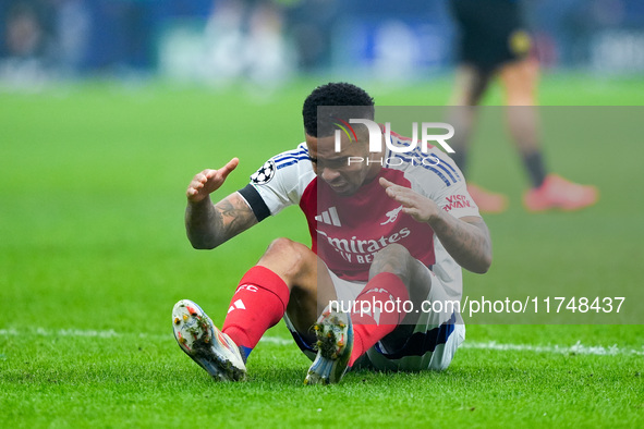 Gabriel Jesus of Arsenal looks dejected at the end of the UEFA Champions League 2024/25 League Phase MD4 match between FC Internazionale and...