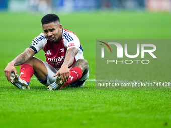 Gabriel Jesus of Arsenal looks dejected at the end of the UEFA Champions League 2024/25 League Phase MD4 match between FC Internazionale and...