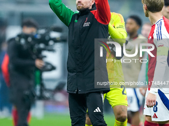 Jorginho of Arsenal greets the fans during the UEFA Champions League 2024/25 League Phase MD4 match between FC Internazionale and Arsenal at...