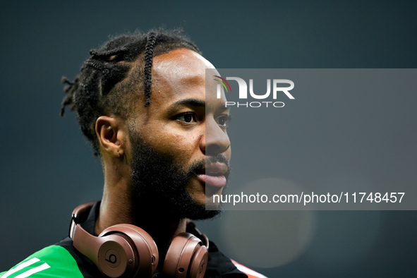 Raheem Sterling of Arsenal looks on during the UEFA Champions League 2024/25 League Phase MD4 match between FC Internazionale and Arsenal at...