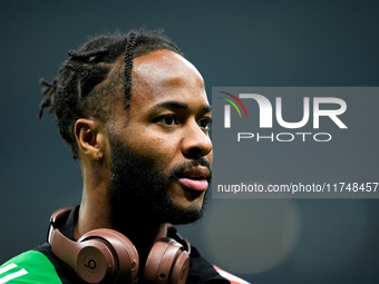 Raheem Sterling of Arsenal looks on during the UEFA Champions League 2024/25 League Phase MD4 match between FC Internazionale and Arsenal at...