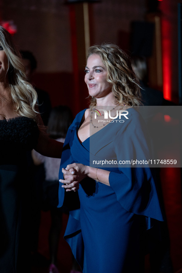 Claudia Gerini attends the Red Cross Ball in Rome, Italy, on November 6, 2024. 