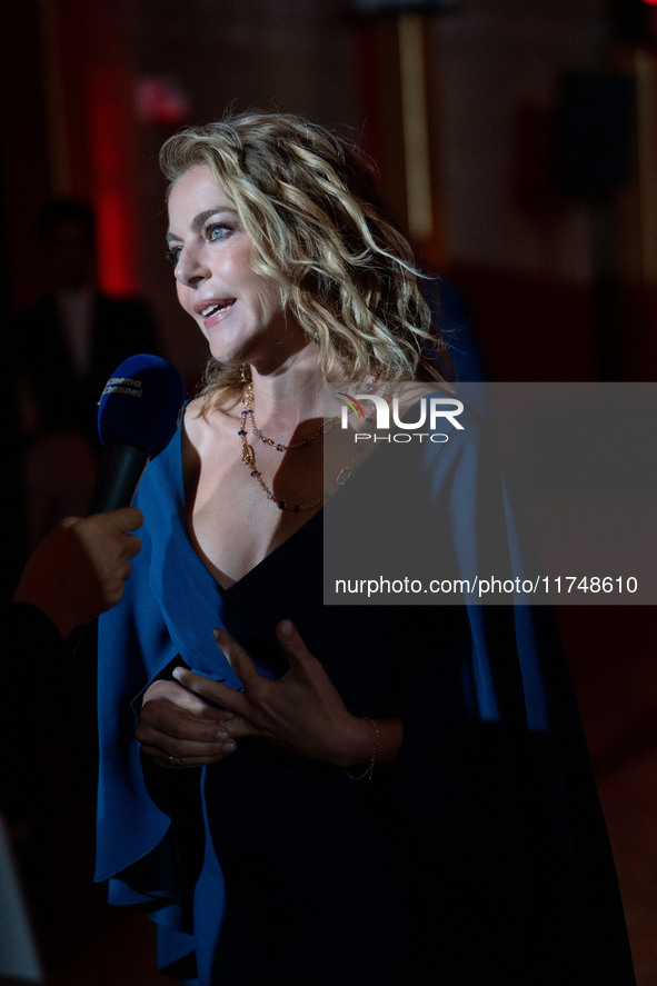 Claudia Gerini attends the Red Cross Ball in Rome, Italy, on November 6, 2024. 