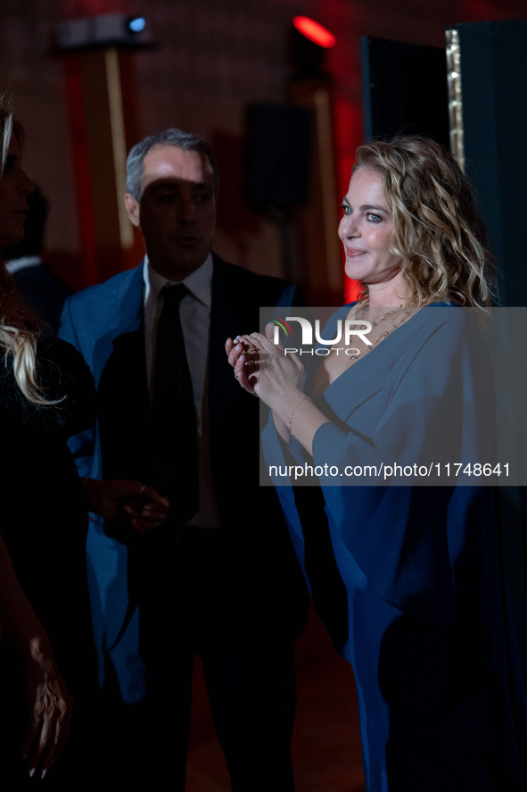 Claudia Gerini attends the Red Cross Ball in Rome, Italy, on November 6, 2024. 