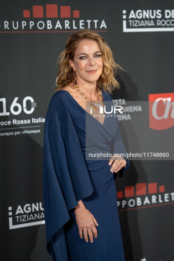 Claudia Gerini attends the Red Cross Ball in Rome, Italy, on November 6, 2024. 