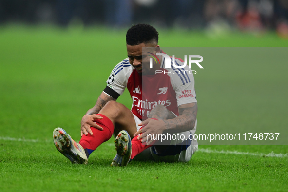 Gabriel Jesus of Arsenal looks on during the Champions League match between Inter Milan and Arsenal at San Siro Stadium in Milan, Italy, on...